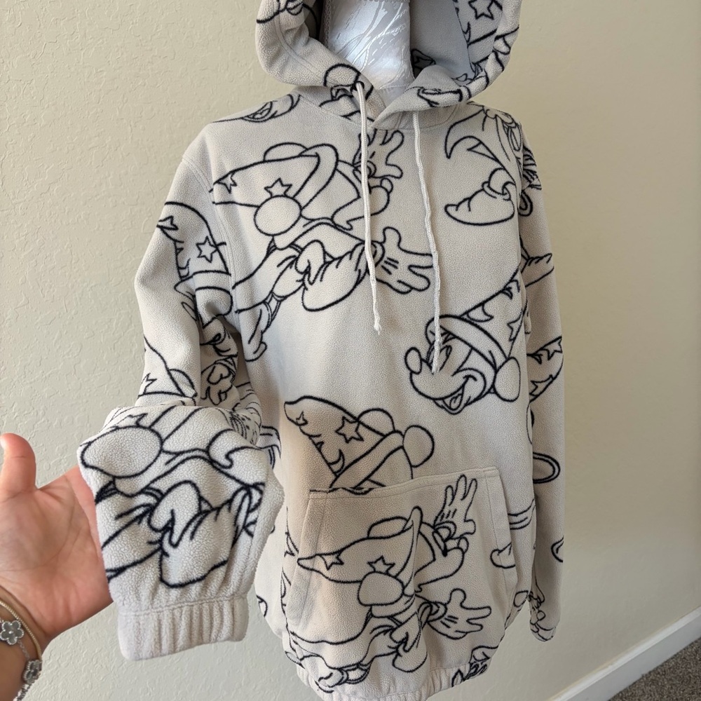 H&M Disney Wizard Mickey‎ Mouse Cream Fleece Hoodie XS - Picture 8 of 15